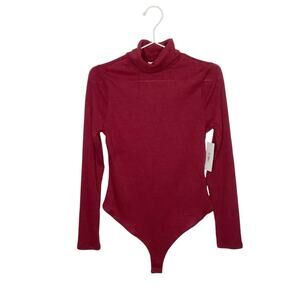 Iris Catie Burgundy Long Sleeve Turtleneck Bodysuit Large NWT